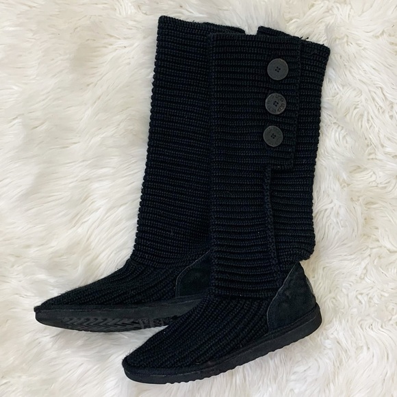 UGG Shoes - UGG black sweater knit & suede heel boots